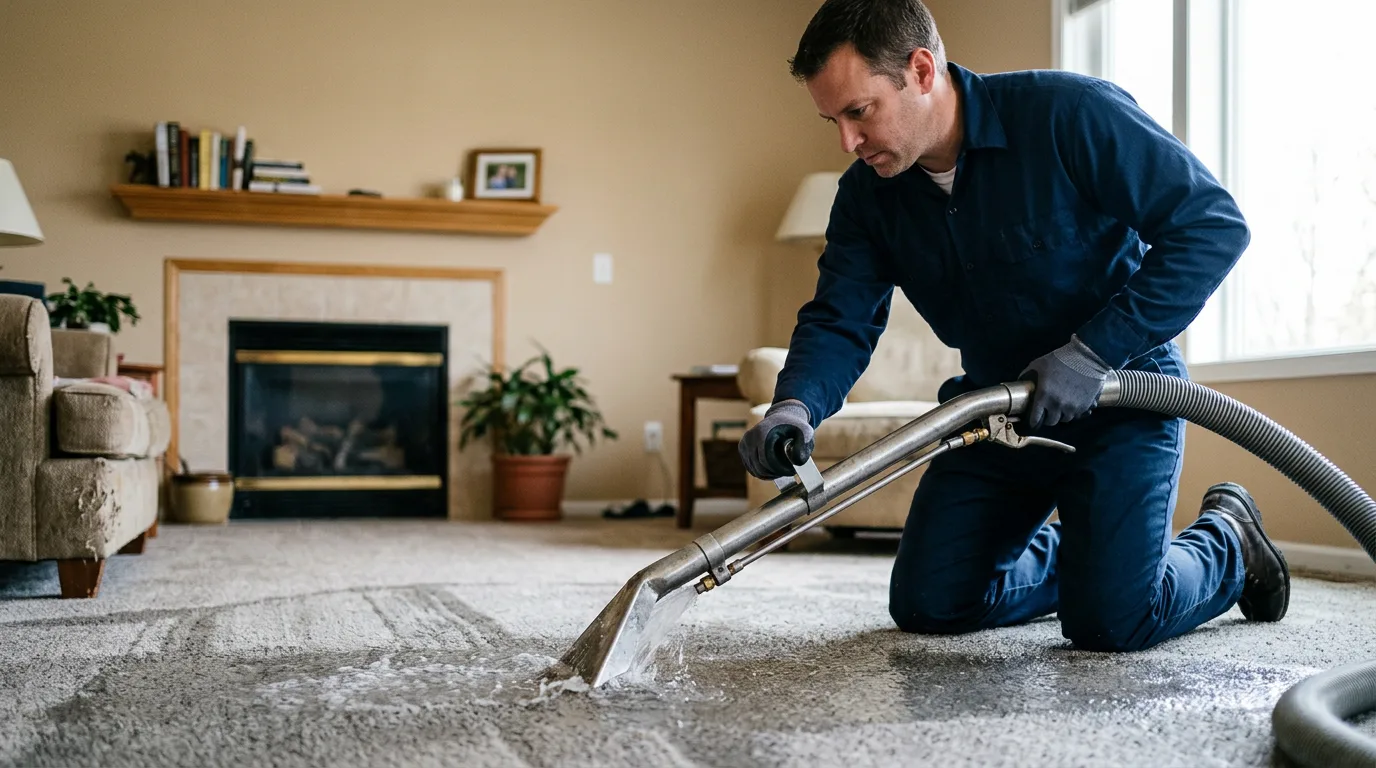 Water damage restoration technician working near Prairie Village, KS